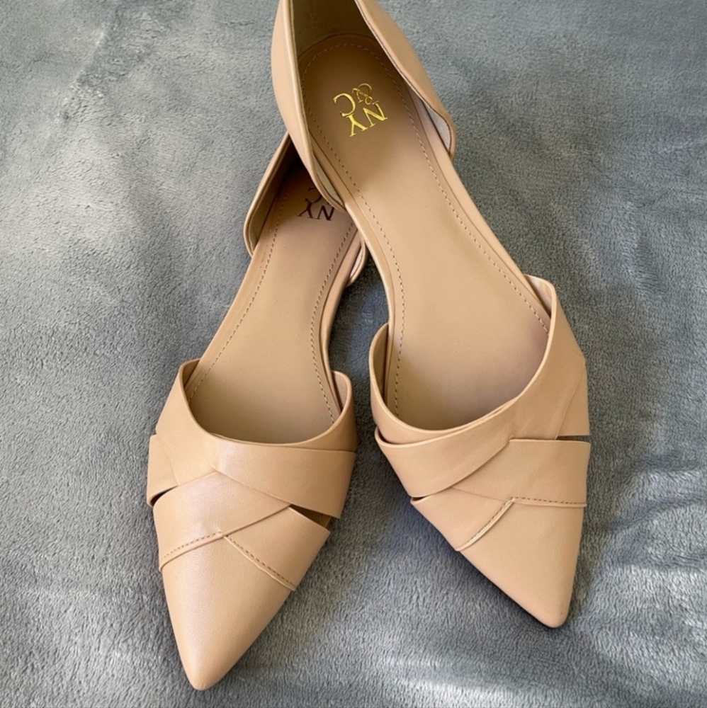 NY&C nude ballet flats with crisscross front